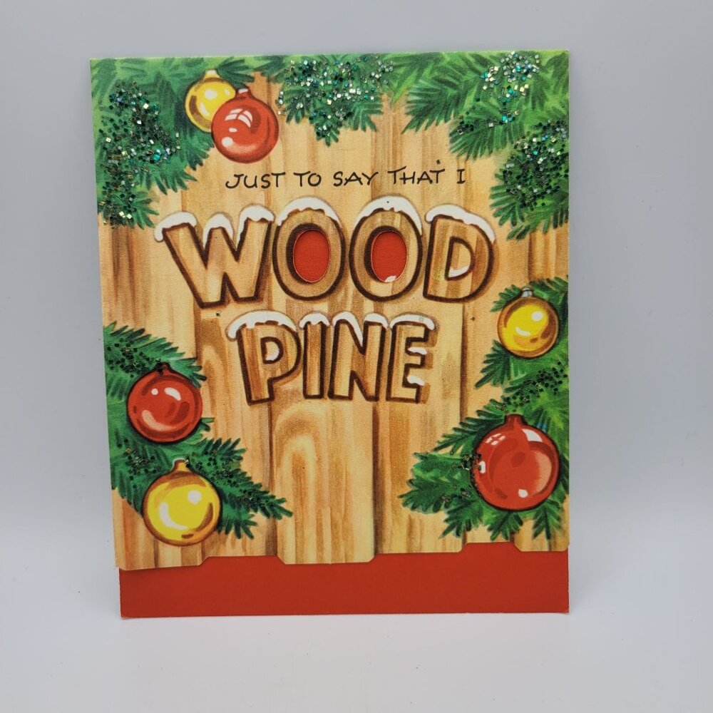 Vintage Holiday Humor Christmas Card With Glitter‎ Accents